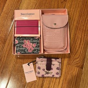 Juicy Couture cell phone holder and double wallet set